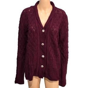 Maroon chunky knit Button Up cardigan XL NWOT